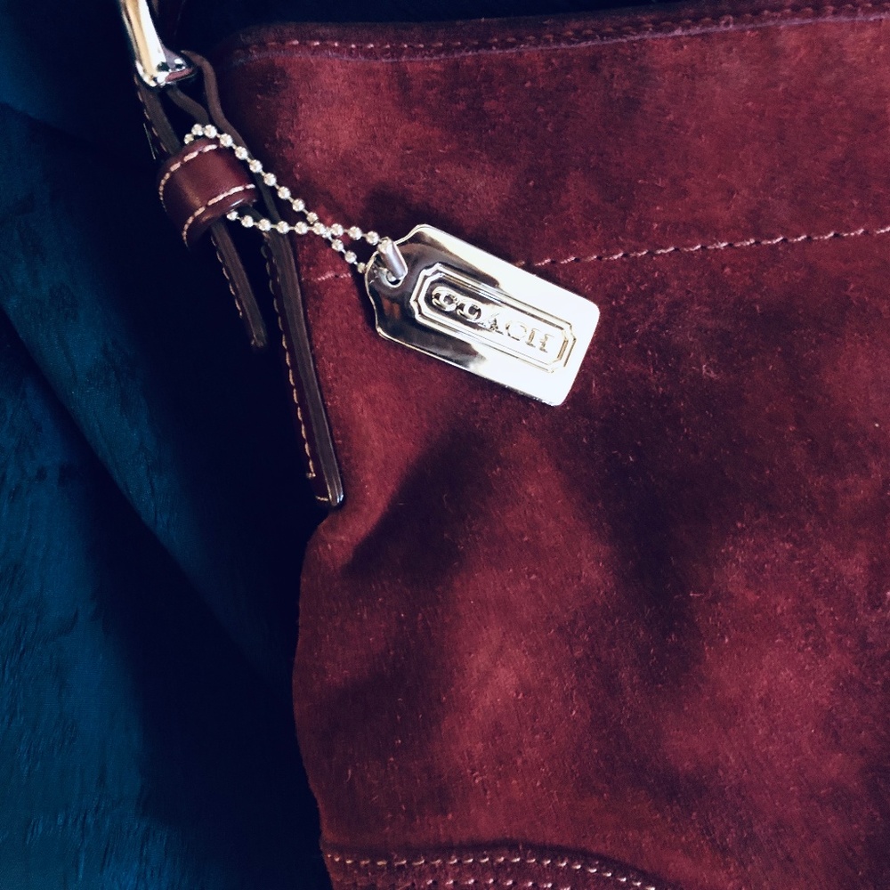 Great Condition Coach Burgundy Suede Hobo Purse